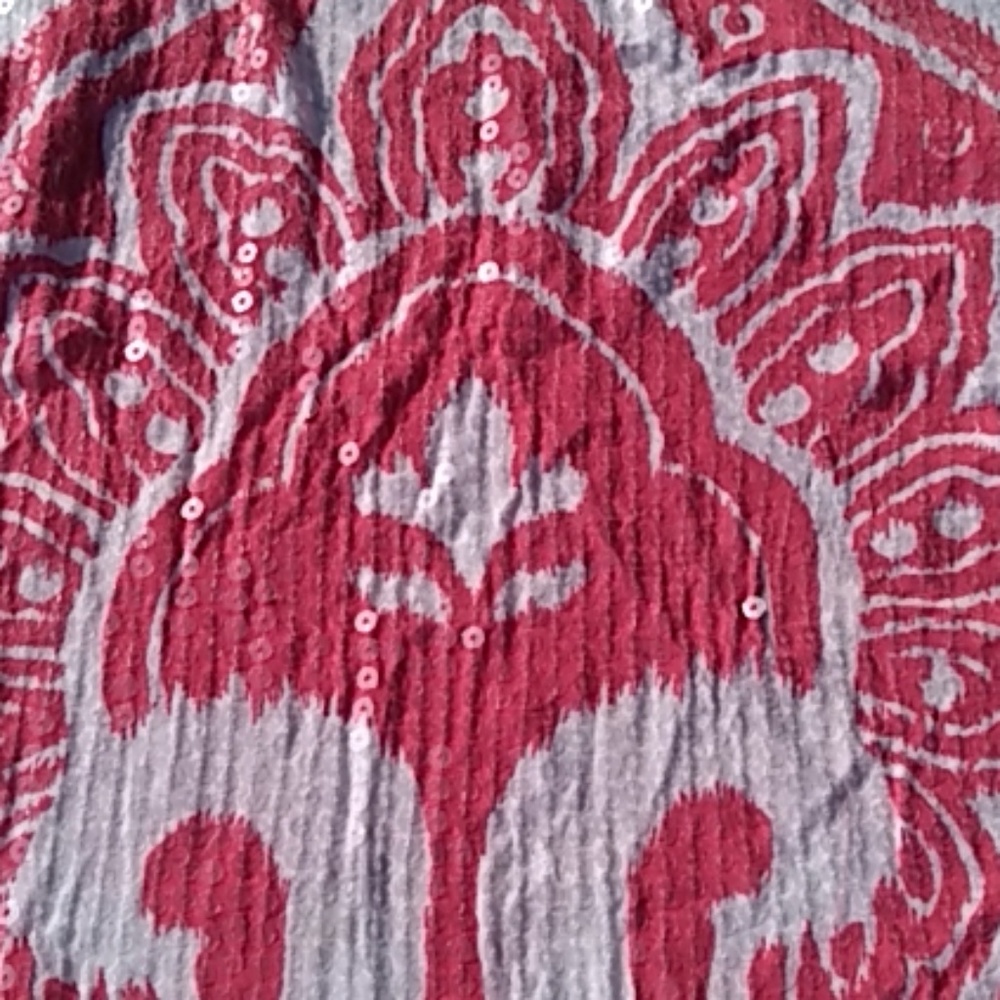 Inc Pink & White Sequin Boho Tank Top Size L